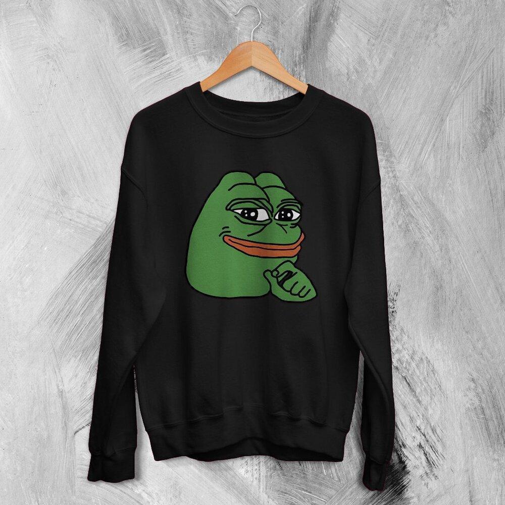 Frog Pepe Meme Retro Green Animal Lover Streetwear Graphic Sweatshirt